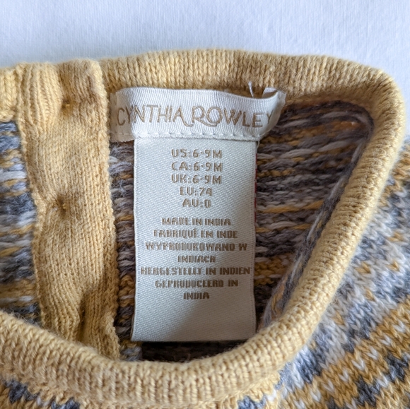 4/$15 Cynthia Rowley 6-9 month girl cable knit matching set tights dress hat - Picture 6 of 8